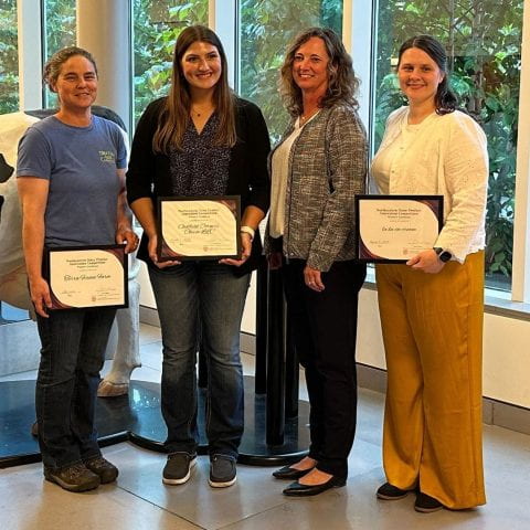 Winners of the Northeastern Dairy Product Innovation Competition: Brie Casadei (Terra Firma Farm), Molly Moffett and Alicia Lamb (Oakfield Corners Cheese LLC), and Laura Mack (lu.lu Ice Cream).