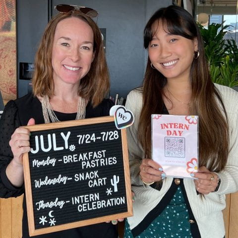 Kessler Fellow Emma Shen celebrates Intern Week with her manager.