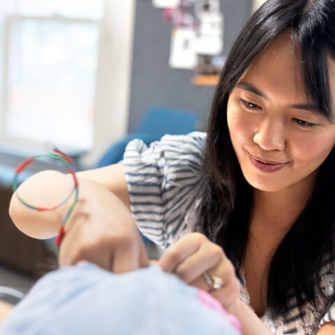 Participant works on a prototype