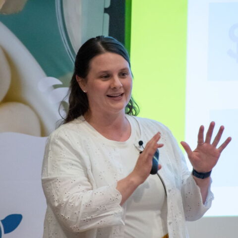 lu•lu Ice Cream owner Laura Mack presenting at Dairy Competition.